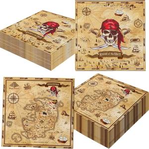 Vente chaude moderne Pirate chasse au trésor thème serviettes pour enfants Halloween fête d'anniversaire vaisselle décoration - Product Image 6