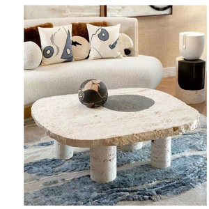 Newstar 2024 vente chaude meubles de salon Table basse Table basse en travertin Table basse en marbre chamois - Product Image 6