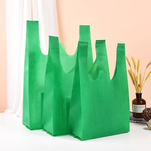 Venta al por mayor Ecológico Supermercado Camping Embalaje Reutilizable <span class=keywords><strong>Camiseta</strong></span> Tote Blanco No Tejido Chaleco Bolsa - Product Image 2