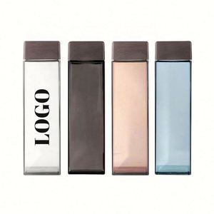 Bouteilles d'eau en plastique personnalisées avec logo, 480 ml, forme carrée, avec couvercles imitation bois, écologiques et sans BPA, pour cadeaux promotionnels - Product Image 1