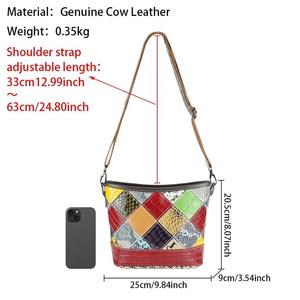 Bolsos cruzados de cuero genuino AndoBag, bolso de hombro de gran capacidad con costuras de color, bolso tipo satchel para mujer 3094 - Product Image 2