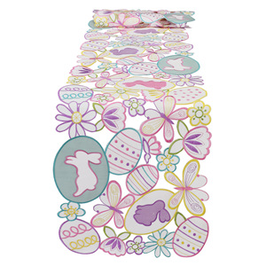 ผ้าปูโต๊ะตกแต่งเทศกาลอีสเตอร์ DAMAI พร้อมลายปักกระต่าย ไข่หลากสี และผีเสื้อ ของตกแต่งโต๊ะสำหรับวันหยุดฤดูใบไม้ผลิ - Product Image 1