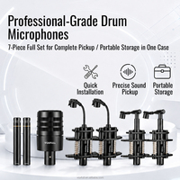 Kit de microphones pour batterie VOXFULL Professional 7 pièces, micros dynamiques et à condensateur pour enregistrement en studio et sonorisation en direct, avec étui de transport