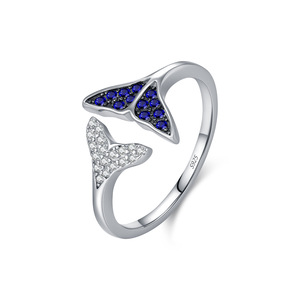 S925 Silver Geometric <b>Ring</b> With Blue And Clear Pave <b>Crystals</b> Trendy Design Unisex Everyday Wear - Product Image 1
