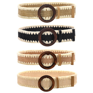<span class=keywords><strong>Ceinture</strong></span> en paille tressée avec boucle en bois de 2 pouces de large, <span class=keywords><strong>ceinture</strong></span> élastique en rotin, <span class=keywords><strong>ceinture</strong></span> fine en <span class=keywords><strong>raphia</strong></span> pour femmes, <span class=keywords><strong>ceinture</strong></span> de robe - Product Image 1