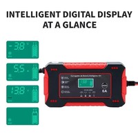 Chargeur de batterie intelligent multifonction 12V 6A pour moto, chargeur de batterie de voiture à réparation par impulsions 72W