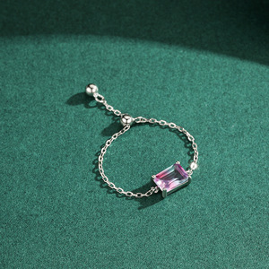 S925 <b>Silver</b> <b>Emerald</b> Cut Crystal Prong Setting Minimalist Gemstone Everyday Wear Gradient Color Rectangular Stone <b>Ring</b> - Product Image 6