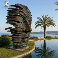 Sculpture abstraite en bronze sur mesure pour l'extérieur, art métallique moderne, statue pour la décoration de jardin, parc, paysage, finition patinée artisanale