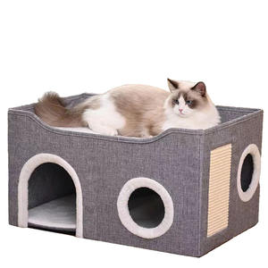 Производитель, оптовая продажа, двухслойный ящик для туалета с индивидуальным логотипом, удобная плюшевая кровать для кошек в современном стиле - Product Image 1