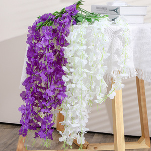 Guirlande de fleurs artificielles de glycine Lai Ying, violet foncé, en soie, pour décoration de mariage, plante suspendue au plafond, décoration intérieure - Product Image 3