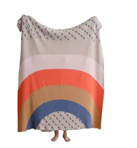 NW彩虹100% 棉针织毛毯婴儿儿童成人蓬松厚实可穿戴家居装饰襁褓包裹豪华毛毯