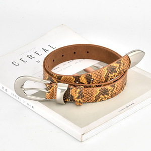 <span class=keywords><strong>Ceinture</strong></span> en cuir de vachette pour <span class=keywords><strong>femme</strong></span>, motif serpent, boucle en alliage, 110 cm, pour jeans et robes, vente en gros - Product Image 5