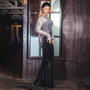 Vestido de Mujer Novance con Mangas <span class=keywords><strong>2022</strong></span>, Elegante Vestido de Graduación con Cola de Sirena, Vestido de Noche con Diamantes, Vestidos de Noche Elegantes para Damas - Product Image 1