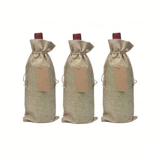 Factory Direct Sales Portable Bulk Wine Bottle Carry <b>Bags</b> Jute Linen Wine <b>Bag</b> - Product Image 3
