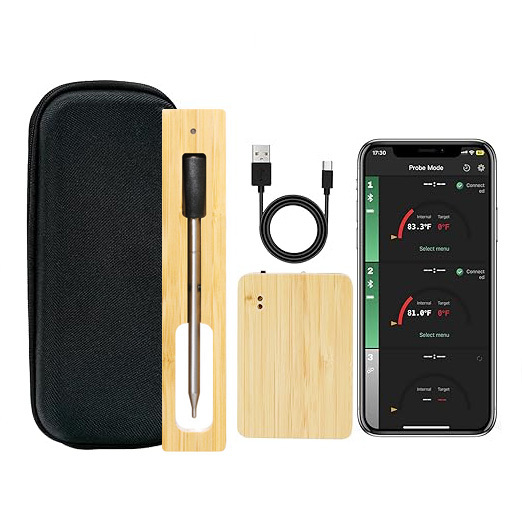 Wireless Bluetooth Digital BBQ Meat Thermometer Power Bank Repeater Waterproof Food Grade Stainless Steel 1 Household