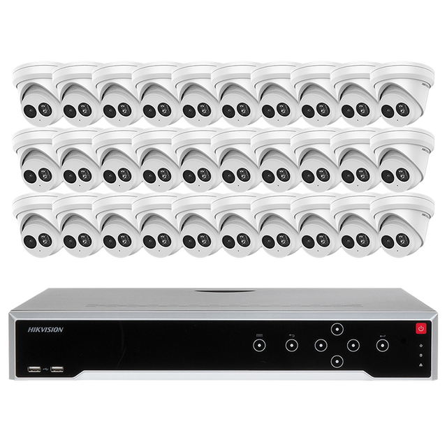Hik 4K Camera Video Surveillance Security Camera 32 Channel 1.5U 16 PoE 16TB NVR Indoor Outdoor PoE Camera System