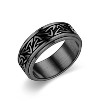 Edelstahl-Ringe mit römischen Ziffern-Einlage zur Angstlinderung, 4-6 Stück, schwarzes Spinner-Ring-Set, Unisex, Größe 10