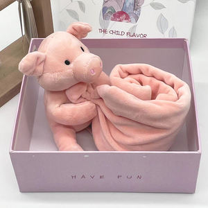 หมูที่กําหนดเองยัดผ้าห่มผ้าฝ้ายน่ารักสิงโตเด็กผ้าห่มรักษาความปลอดภัยตุ๊กตาเด็กความปลอดภัย Swaddle ผ้าห่ม - Product Image 2