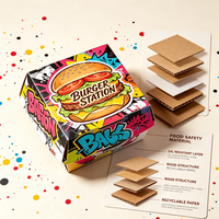Boîtes en papier personnalisées, boîtes à hamburgers imprimées avec des graffitis, emballages alimentaires de marque pour la restauration rapide, les restaurants décontractés et la nourriture de rue