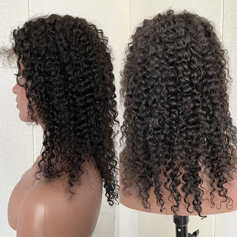 Peluca de cabello humano brasileño virgen para mujeres negras, pelo de 14 pulgadas con cierre frontal de encaje transparente hd, 4x4