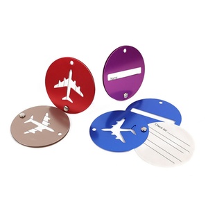 New Arrival Wholesale Round Aluminum Travel Luggage Tag Hollow Out Aircraft Design with Metallic Letter Pattern - Product Image 6