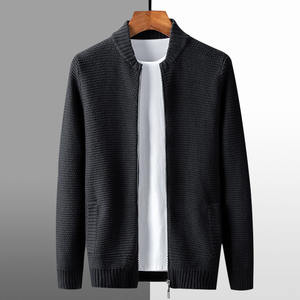 2025 फैशनेबल 100 सूती स्वेटर पुरुषों के युवा स्वेटर शरद ऋतु ऋतु ऋतु के गोल गर्दन ठोस रंग पूर्ण जिप सुरुचिपूर्ण कैंडीन - Product Image 1