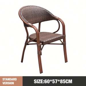Sillas de Jardín de Mimbre Sintético para Cafetería, Muebles de Exterior, Sillas de Comedor Estilo Bistro Francés de París - Product Image 4