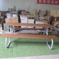 Table de pique-nique moderne d'extérieur à prix d'usine, ensemble banc de jardin en WPC, table à manger de patio avec banc, table de pique-nique moderne unique