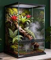 Terrarium rectangulaire à double porte, réservoir de forêt tropicale en verre panoramique, boîte d'élevage pour grenouilles cornées, lézards, geckos, serpents de maïs, reptiles