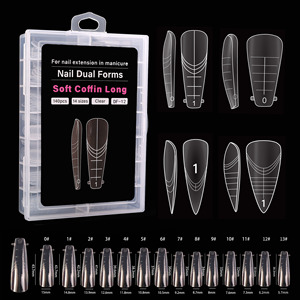 140 pièces Guides de formes pour ongles en gel réutilisables, formes Amande, Carré, Stiletto, Cercueil, pour extension de manucure et <span class=keywords><strong>nail</strong></span> art - Product Image 3