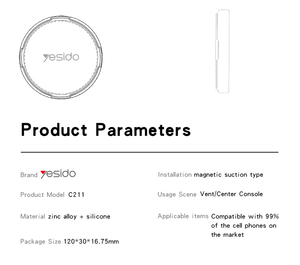 Yesido C211 Magnetische KFZ-Handyhalterung aus Zinklegierung mit Vier Starken Magneten - Product Image 5
