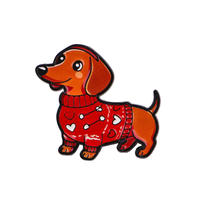 Broche chien Teckel mignonne et romantique, épinglette émaillée chiot saucisse Kawaii pour cadeau de Saint-Valentin