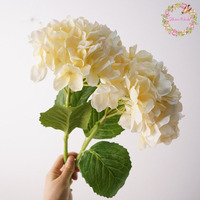 Bunga Hydrangea Artificial Real Touch High End dengan Daun dan Tangkai untuk Dekorasi Rangkaian Bunga Pernikahan dan Rumah