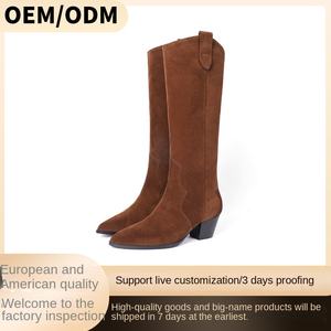 <span class=keywords><strong>Stivali</strong></span> personalizzati da donna autunno inverno in pelle con tacco lungo a botte con chiusura a punta rotonda con tacco largo al ginocchio in stile occidentale - Product Image 3