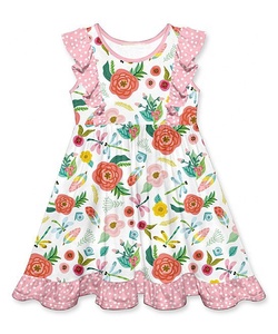 Ropa de Boutique para Bebés Niñas, Vestido Infantil de Verano con Estampado Floral de Fresas, Venta al Por Mayor - Product Image 6
