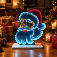 Lampe de table de Noël avec miroir infini 3D LED Père Noël, décoration de Noël, alimentation double DC USB, indice de protection IP44, LED bleue