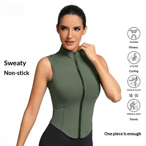 <span class=keywords><strong>Gilet</strong></span> de <span class=keywords><strong>sport</strong></span> sans manches <span class=keywords><strong>zippé</strong></span> pour <span class=keywords><strong>femme</strong></span>, coupe ajustée vintage, absorbant la transpiration, séchage rapide, col à nœud, pour la course à pied et le yoga - Product Image 3