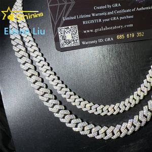 Collar de Cadena Eslabón Cubano de Miami de 8mm 10mm en Plata Esterlina <span class=keywords><strong>925</strong></span> con Diamantes Moissanita VVS Estilo Iced Out para Joyería Hip Hop - Product Image 2