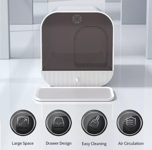 Große, vollständig geschlossene Luxus-Katzen toilette aus Kunststoff mit Luxus-Katzen toiletten und Zubehör - Product Image 5