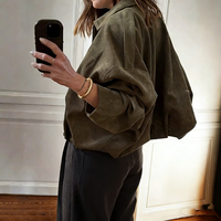 Nouvelle veste bomber décontractée et ample en faux daim à col rabattable pour femme, collection automne-hiver 2026, haute qualité, chaude et polyvalente