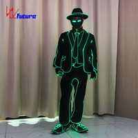 Costume Lumineux en Fibre Optique pour Homme : Blazer Scintillant pour DJ, Spectacles de Danse, Rave, Festivals de Musique, Fêtes d'Halloween