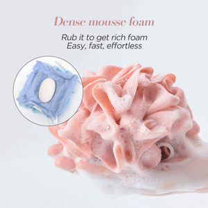 Spugna da Bagno 2 in 1 con Sacchetto Portasapone e Cordino, Palla da Bagno e Asciugamano Loofah - Product Image 4