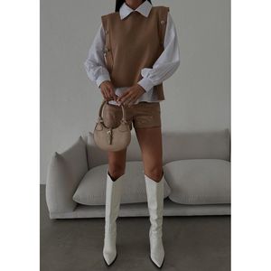 Chemise à détails tricotés - Marron - Product Image 1