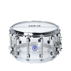Beatello Caisse Claire Transparente <span class=keywords><strong>de</strong></span> Haute Qualité 14" X 7.8" en Acrylique, <span class=keywords><strong>Instrument</strong></span> <span class=keywords><strong>de</strong></span> <span class=keywords><strong>Musique</strong></span> Professionnel Adapté aux Batteries - Product Image 1