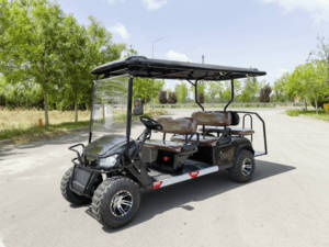 Voiture électrique <span class=keywords><strong>de</strong></span> tourisme 6 places avec auvent ouvert et <span class=keywords><strong>pneus</strong></span> tout-terrain pour les visites <span class=keywords><strong>de</strong></span> parcs d'attractions - Product Image 3