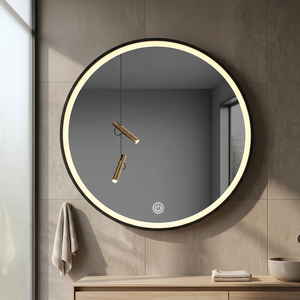 Specchio LED da 60 cm in Vetro Float Nero con Funzione Regolabile, Design Moderno, Montaggio a Parete, Interruttore Touch per Uso Bagno - Product Image 2