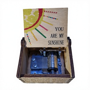 YIYU Hot Pick Hand Crank Laser Engraved Wooden Music Box Modern Rectangle Design Fashionable Creative <strong>Gift</strong> 30s Custom Music for - Product Image 3