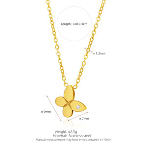 จี้สร้อยคอแฟชั่นรูปผีเสื้อประดับเพชร ชุบทอง 14k 18k ทำจากสแตนเลส 316L สำหรับผู้หญิง ขายส่ง - Product Image 5