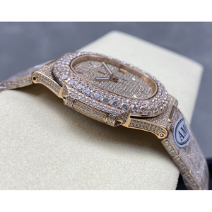 Reloj Mecánico Automático de Lujo con Moissanita y Oro de 18K, Correa de Acero Inoxidable de 22mm, Esfera con Diseño de Galaxia y Cielo Estrellado, Reloj de Diseño Personalizado - Product Image 3