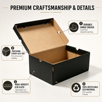 Boîte à chaussures pliable noire avec logo personnalisé, en carton ondulé recyclé, pour emballage de baskets, rangement de chaussures, boîte cadeau, vente en gros